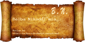 Belba Nikodémia névjegykártya